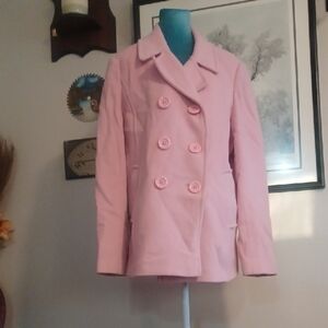 Elegant Pink Double-Breasted Pea Coat